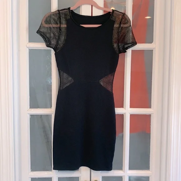 Dresses | Black Gold Mesh Mini Dress | Poshmark